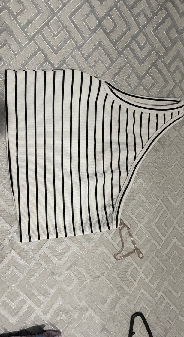 Çizgili Gri Beyaz Hamile ve Emzirme Üstü - Görsel 2