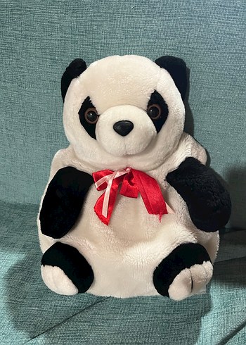 Kırmızı Kurdeleli Panda Peluş Oyuncak - Görsel 2