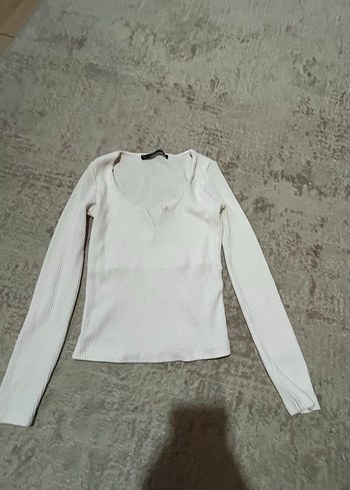 Uzun Kollu V Yaka Beyaz Kadın Kazak - Görsel 3