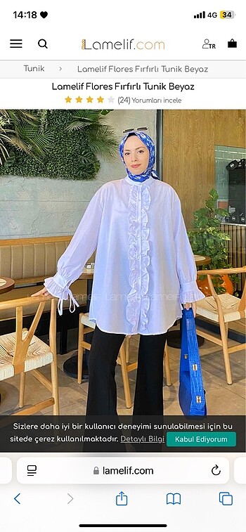 Kolları büzgülü beyaz gömlek