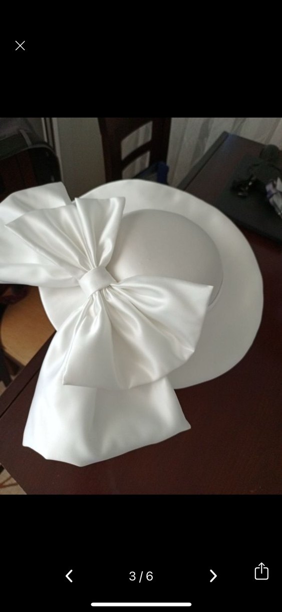 Beyaz İpek Görünümlü Fiyonk Detaylı Kadın Şapka - Görsel 2