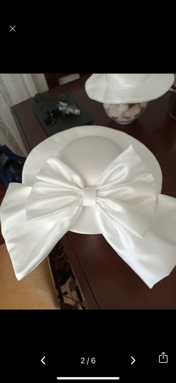 Beyaz İpek Görünümlü Fiyonk Detaylı Kadın Şapka - Görsel 3