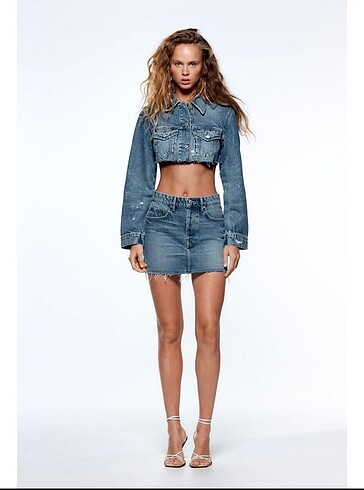 Zara Zara crop jean ceket