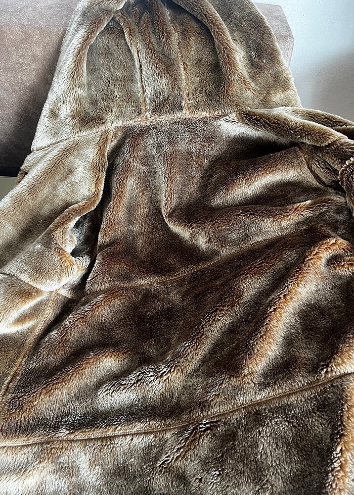 Kışlık Süet Kaban Kapüşonlu - Görsel 4