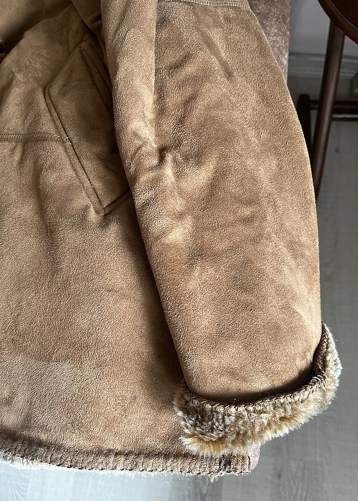 Kışlık Süet Kaban Kapüşonlu - Görsel 5