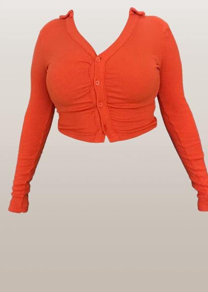 Turucu dekolte düğmeli triko - Görsel 3