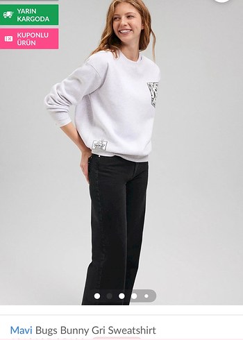 Mavi Mavi Bugs Bunny Gri Kadın Sweatshirt