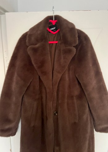 Kahverengi Uzun Peluş Kadın Kaban - Görsel 3