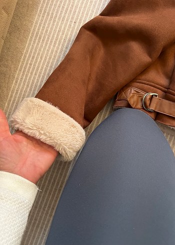 Kahverengi Süet Kürklü Kadın Ceket - Görsel 5