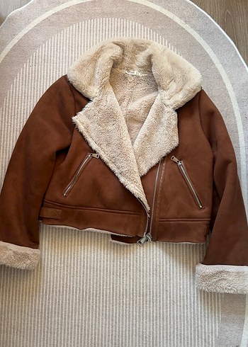 Kahverengi Süet Kürklü Kadın Ceket - Görsel 2