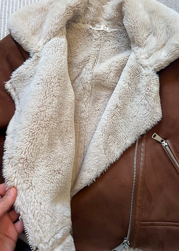 Kahverengi Süet Kürklü Kadın Ceket - Görsel 3