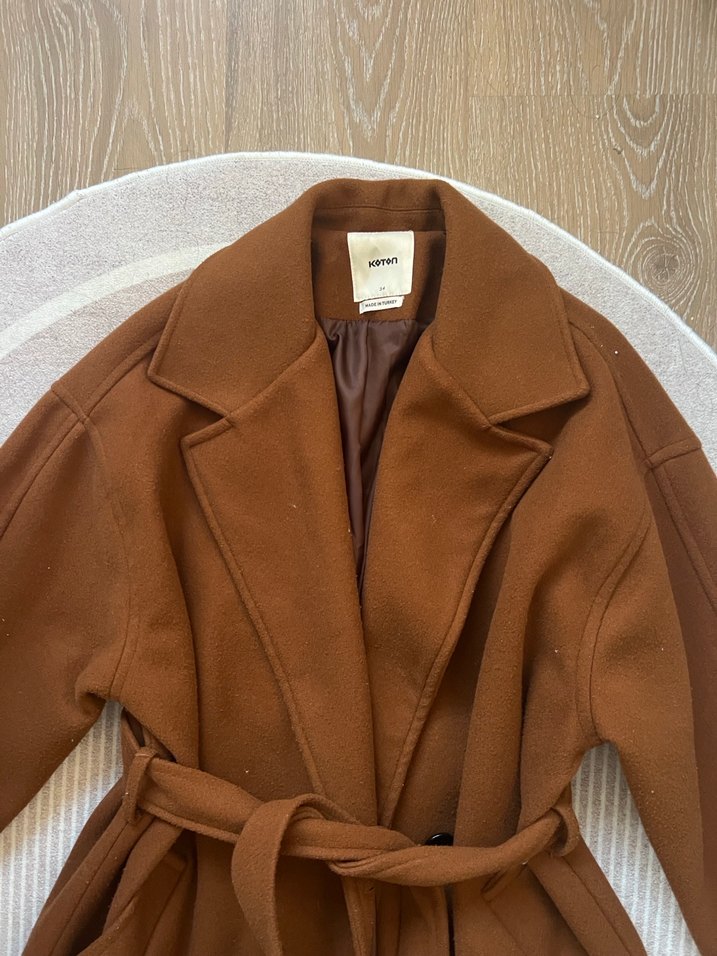 Koton Kuşaklı Uzun Kadın Kaban - Görsel 3