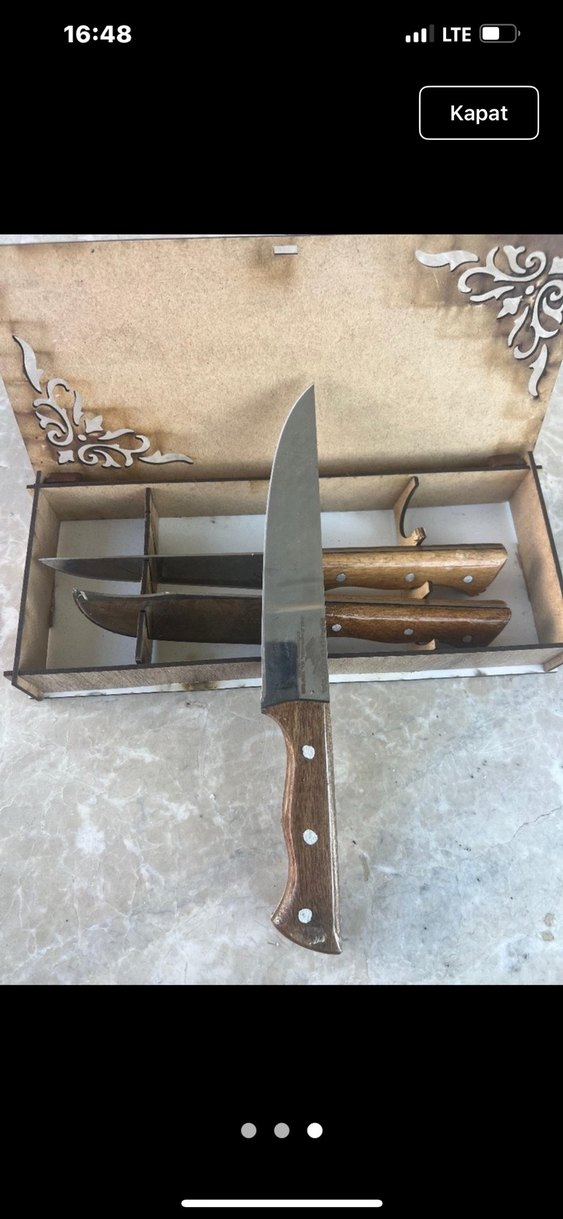 Ahşap Saplı 3'lü Bıçak Seti - Görsel 3