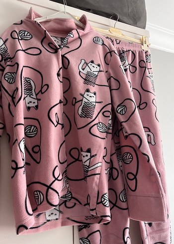 s Beden Pembe Baskılı Kadın Pijama Takımı