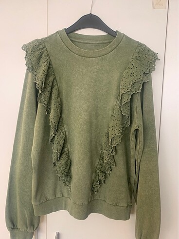 Yesil brode swatshirr