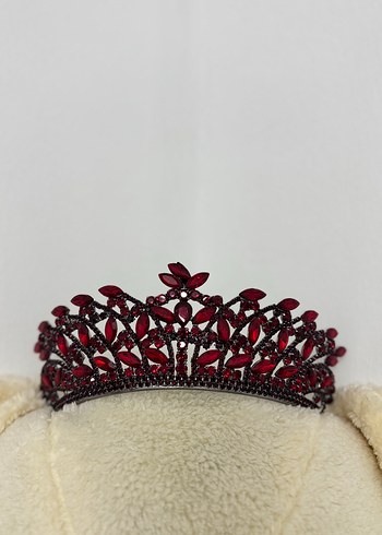 Bordo Kristal Taşlı Gotik Taç - Görsel 6