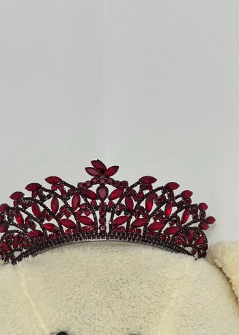 Bordo Kristal Taşlı Gotik Taç - Görsel 5
