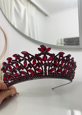 Bordo Kristal Taşlı Gotik Taç - Görsel 2