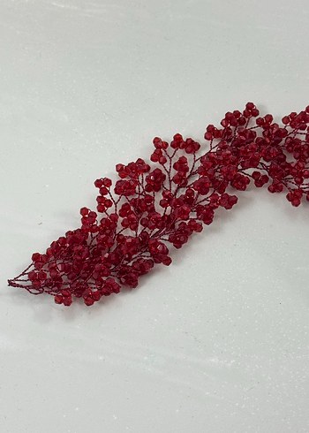 Kırmızı Boncuklu Cam Saç Aksesuarı - Görsel 4