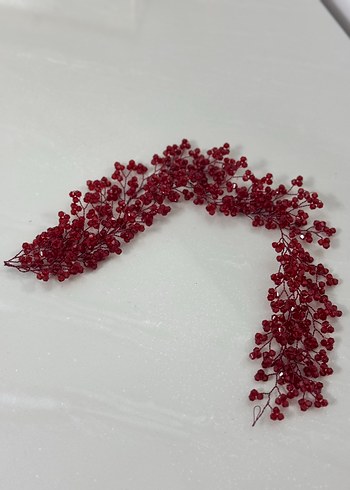 Kırmızı Boncuklu Cam Saç Aksesuarı - Görsel 3