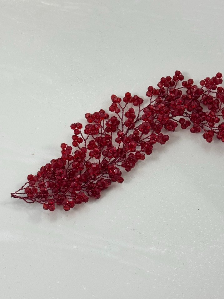 Kırmızı Boncuklu Cam Saç Aksesuarı - Görsel 4