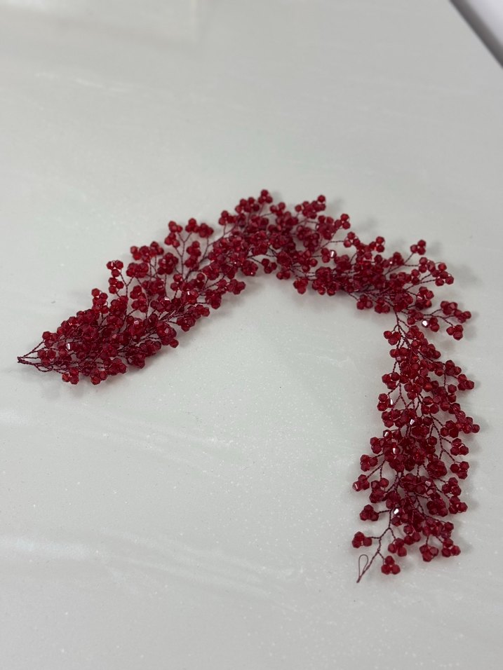 Kırmızı Boncuklu Cam Saç Aksesuarı - Görsel 3