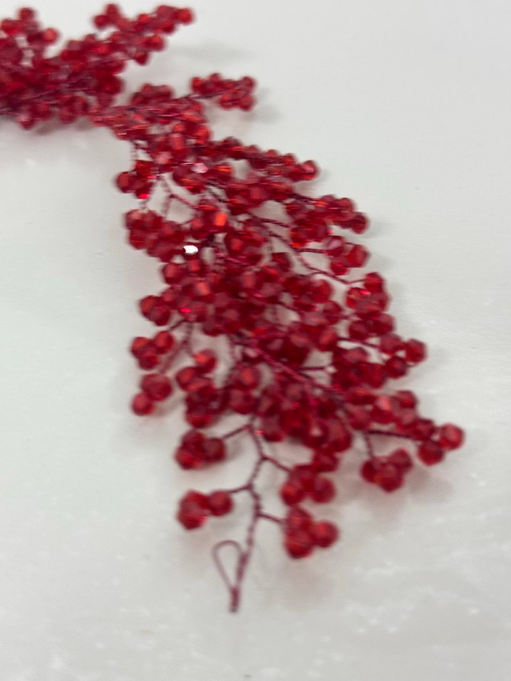 Kırmızı Boncuklu Cam Saç Aksesuarı - Görsel 2