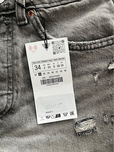 xs Beden Zara Gri Denim Kot Şort