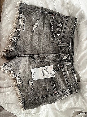 Zara Gri Denim Kot Şort