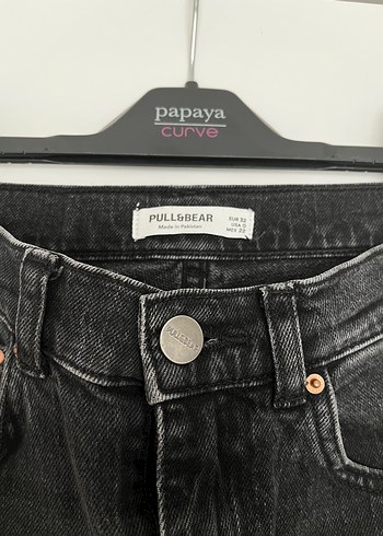 xs Beden Pull&Bear Siyah Normal Paça Denim Kot Jean
