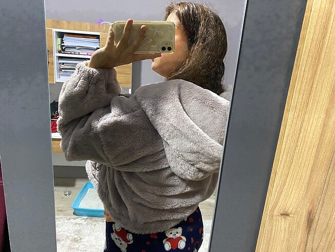l Beden pembe Renk Bershka ceket kürk kaban #ceket #sahtekürk