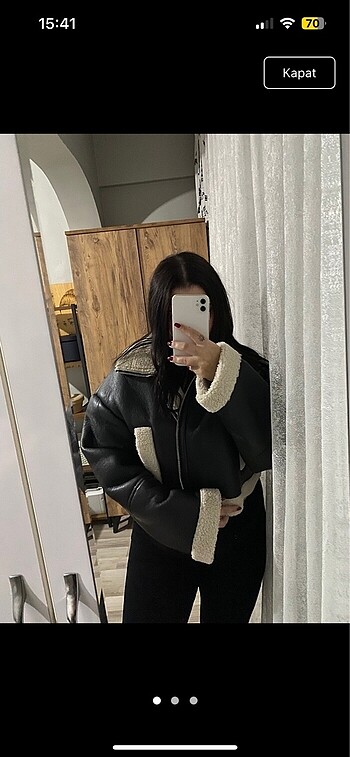 Pull and bear ceket kısa siyah kürklü