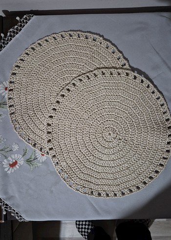 Bej Yuvarlak Örgü Amerikan Servis - Görsel 2