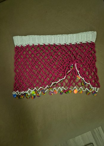 Pullu Bohem Renkli Örgü Kadın File Etek - Görsel 3