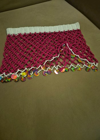 Pullu Bohem Renkli Örgü Kadın File Etek - Görsel 4