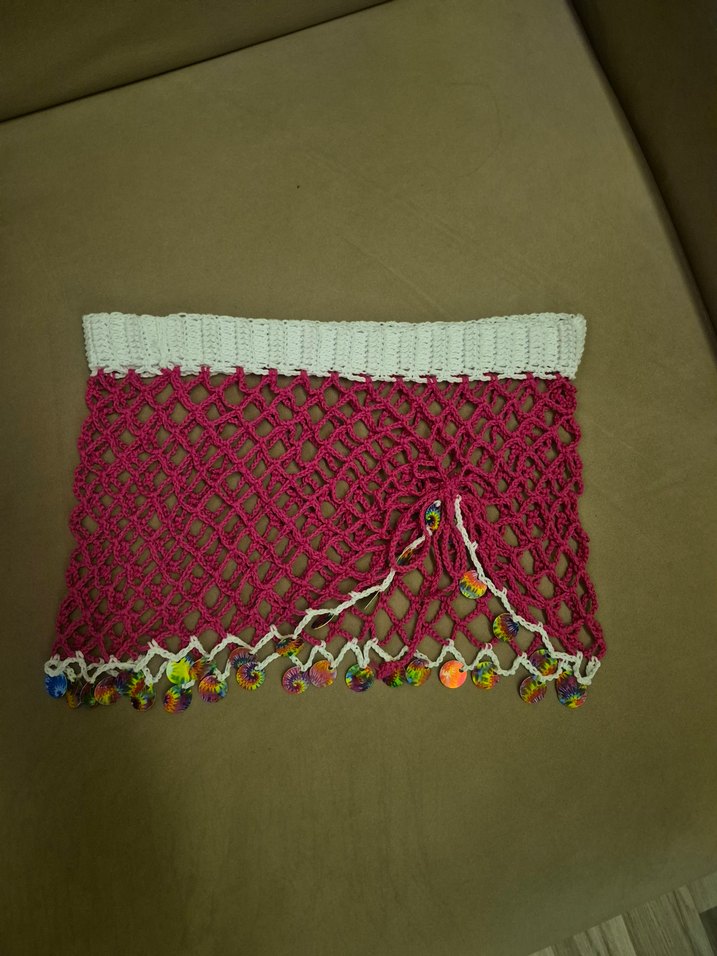 Pullu Bohem Renkli Örgü Kadın File Etek - Görsel 2