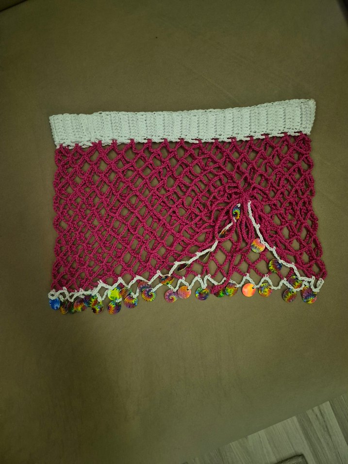 Pullu Bohem Renkli Örgü Kadın File Etek - Görsel 3