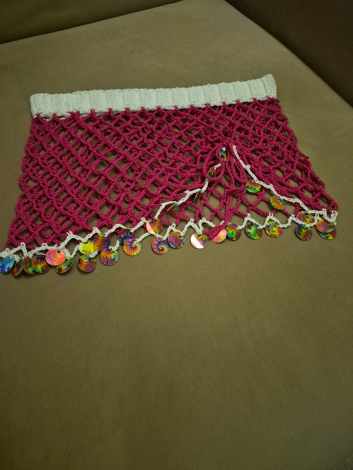 Pullu Bohem Renkli Örgü Kadın File Etek - Görsel 4