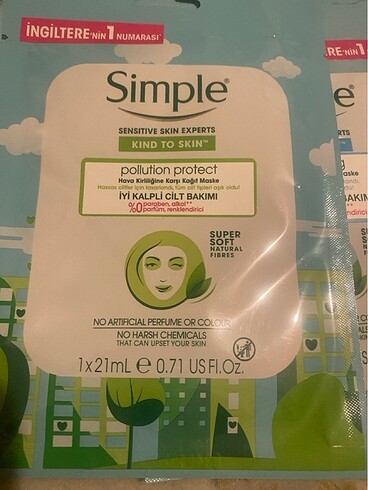 Simple Simple iyi kalpli cilt bakım maskesi 10 adet