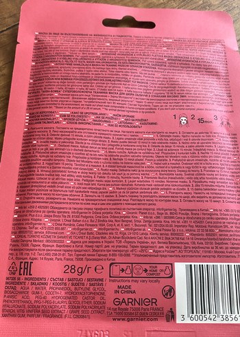 Garnier Garnier Hydra Bomb Nemlendirici Maske 10 adet