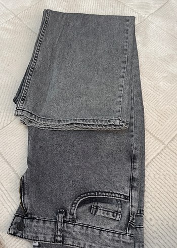 Diğer Gri Bol Kesim Midi Denim Kadın Kot