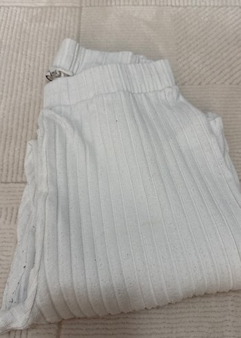 xl Beden Beyaz Piliseli Keten Kadın Pantolon
