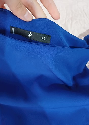 Mavi Drapeli Mini Elbise - Görsel 3