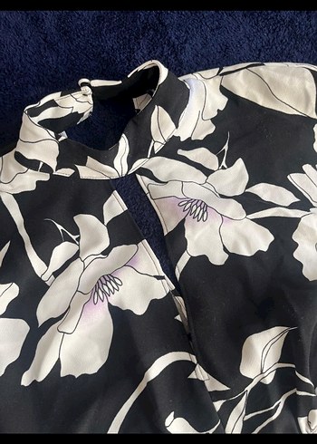 siyah, Çiçek Desenli Uzun ELBİSE - Görsel 3