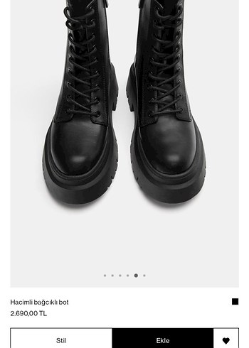 Siyah Deri Topuklu Bağcıklı Bot - Görsel 3