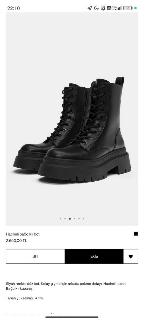 Siyah Deri Topuklu Bağcıklı Bot - Görsel 2