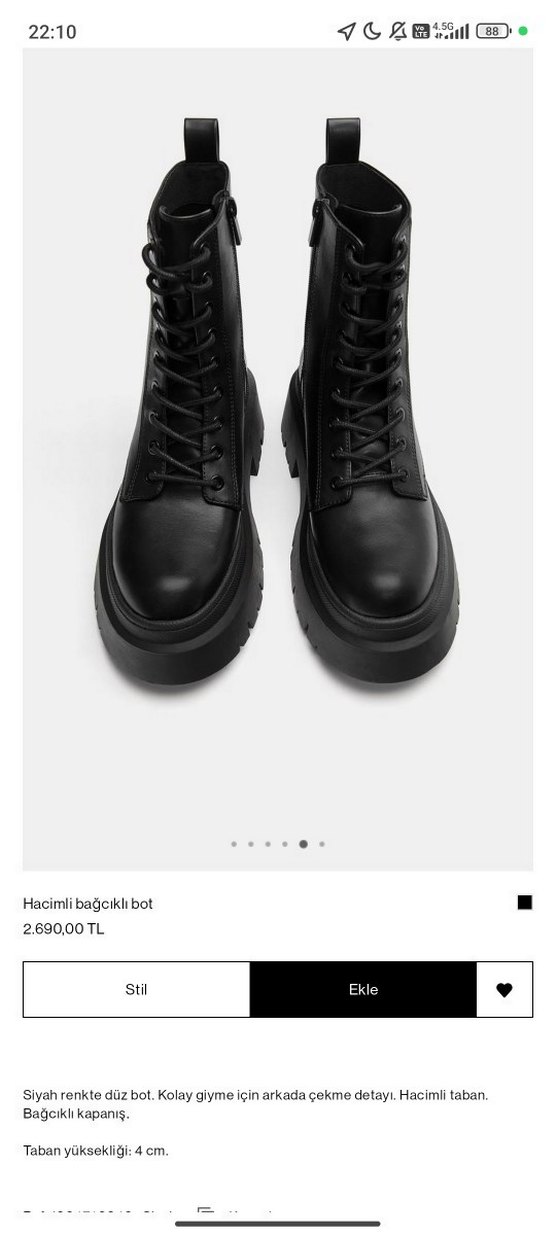 Siyah Deri Topuklu Bağcıklı Bot - Görsel 3