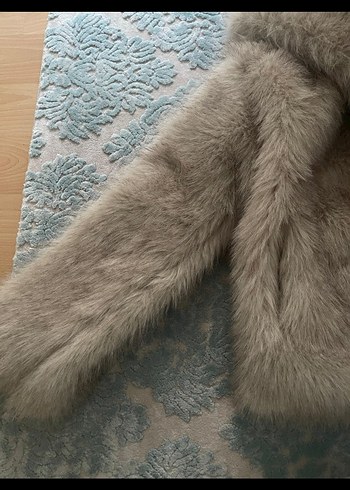 Bej Midi Kadın Suni Kürk Ceket - Görsel 4