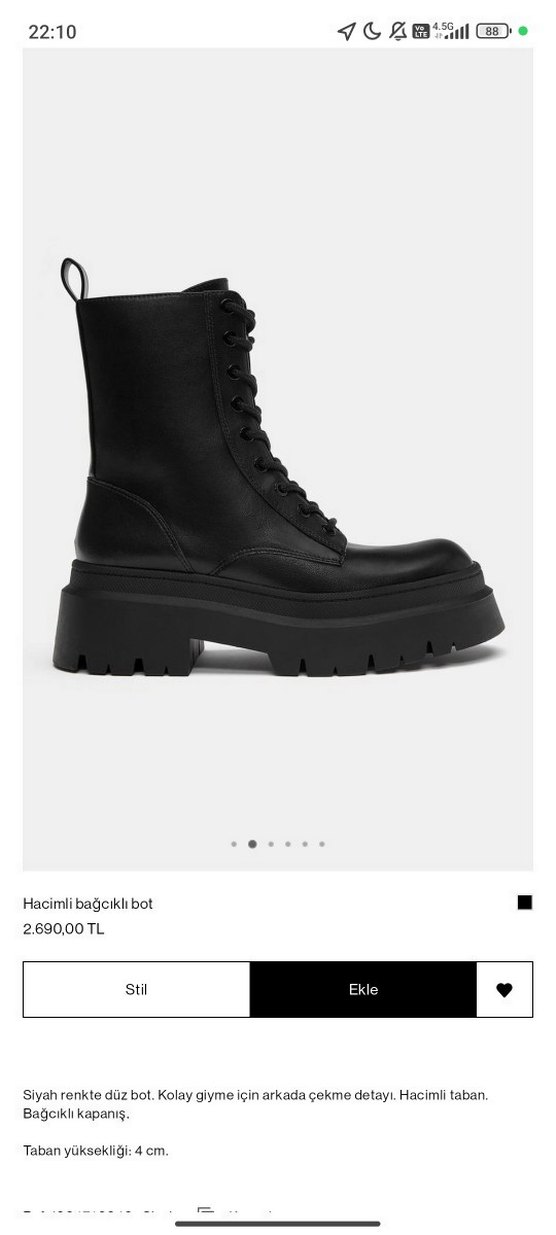 Siyah Deri Bağcıklı Bot - Görsel 2