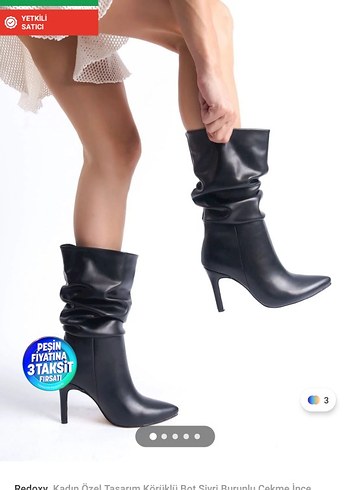 Kadın Siyah Deri Çizme - Görsel 3